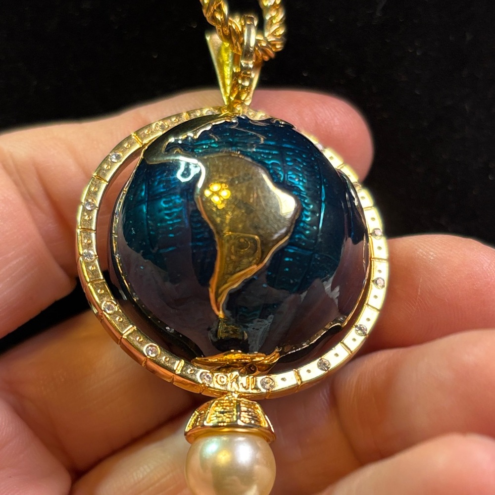 Kenneth Jay Lane (Kjl) World Peace Globe Necklace… - image 3